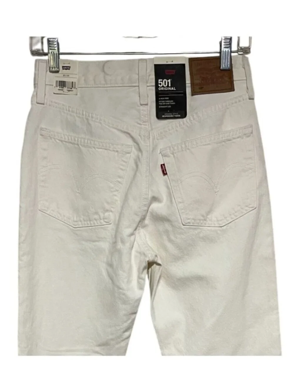 Levis 501 Premium Original White Denim Jeans Mens 25x30 Straight Leg Button Fly